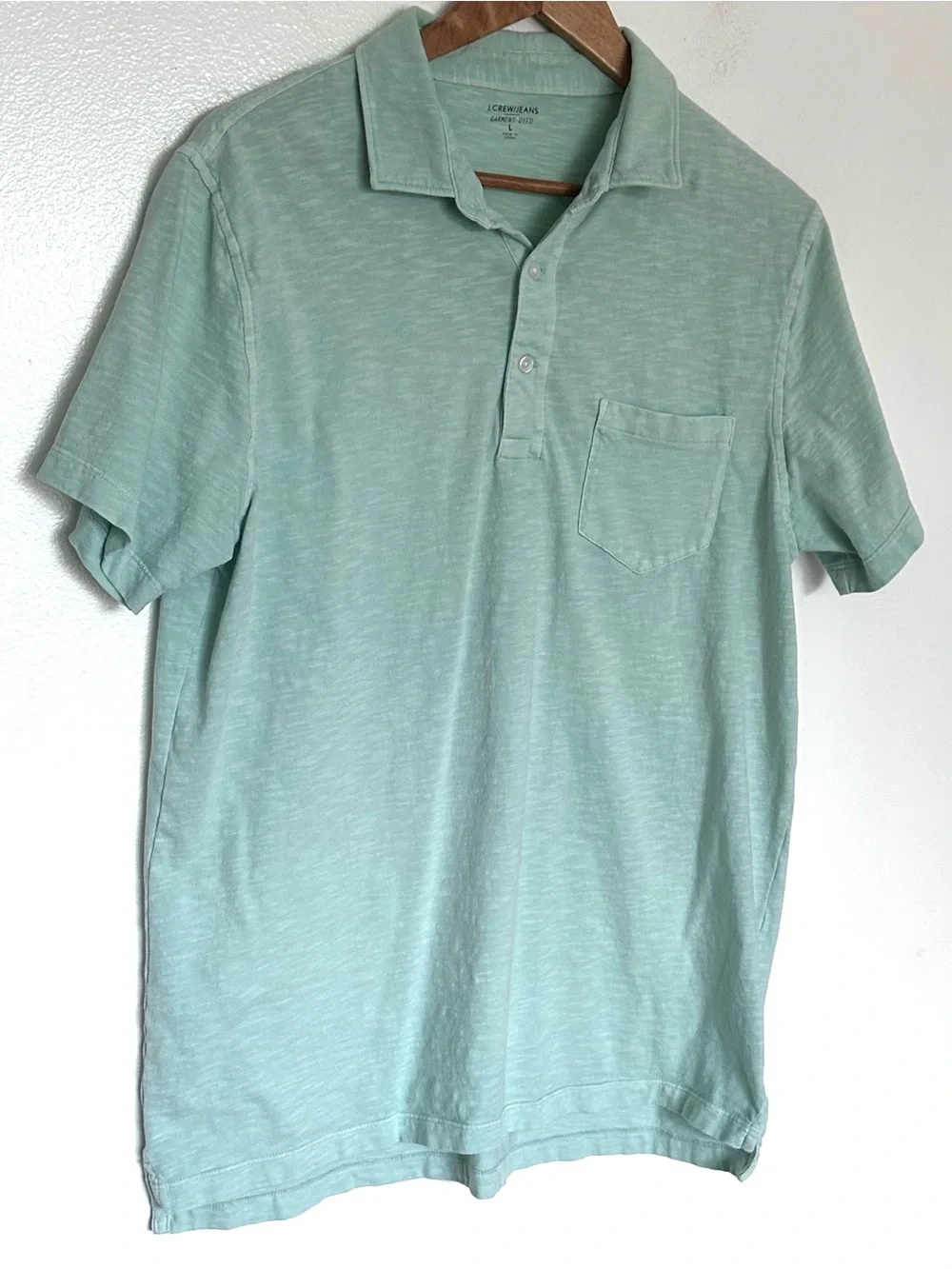 J.Crew Polo Shirt Men’s Large Green Cotton Short Sleeve Pocket Collared Top